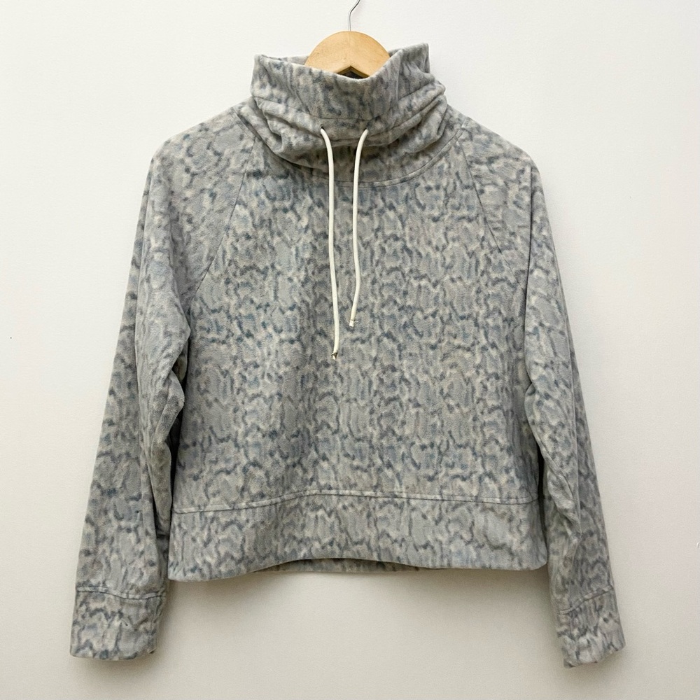 Blue Fleece Cowl Neck Sweatshirt